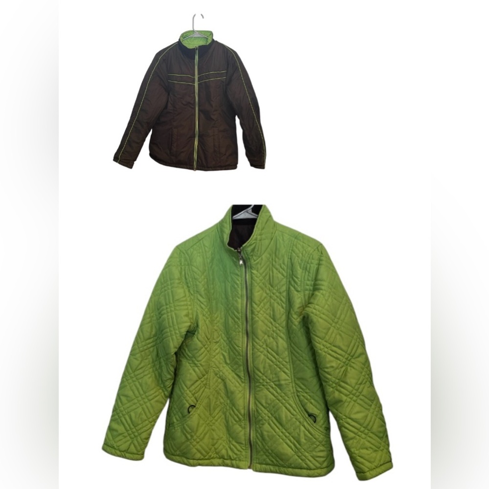 SJB Active Reversible Coat Jacket Women’s Medium Black & Green Full Zip